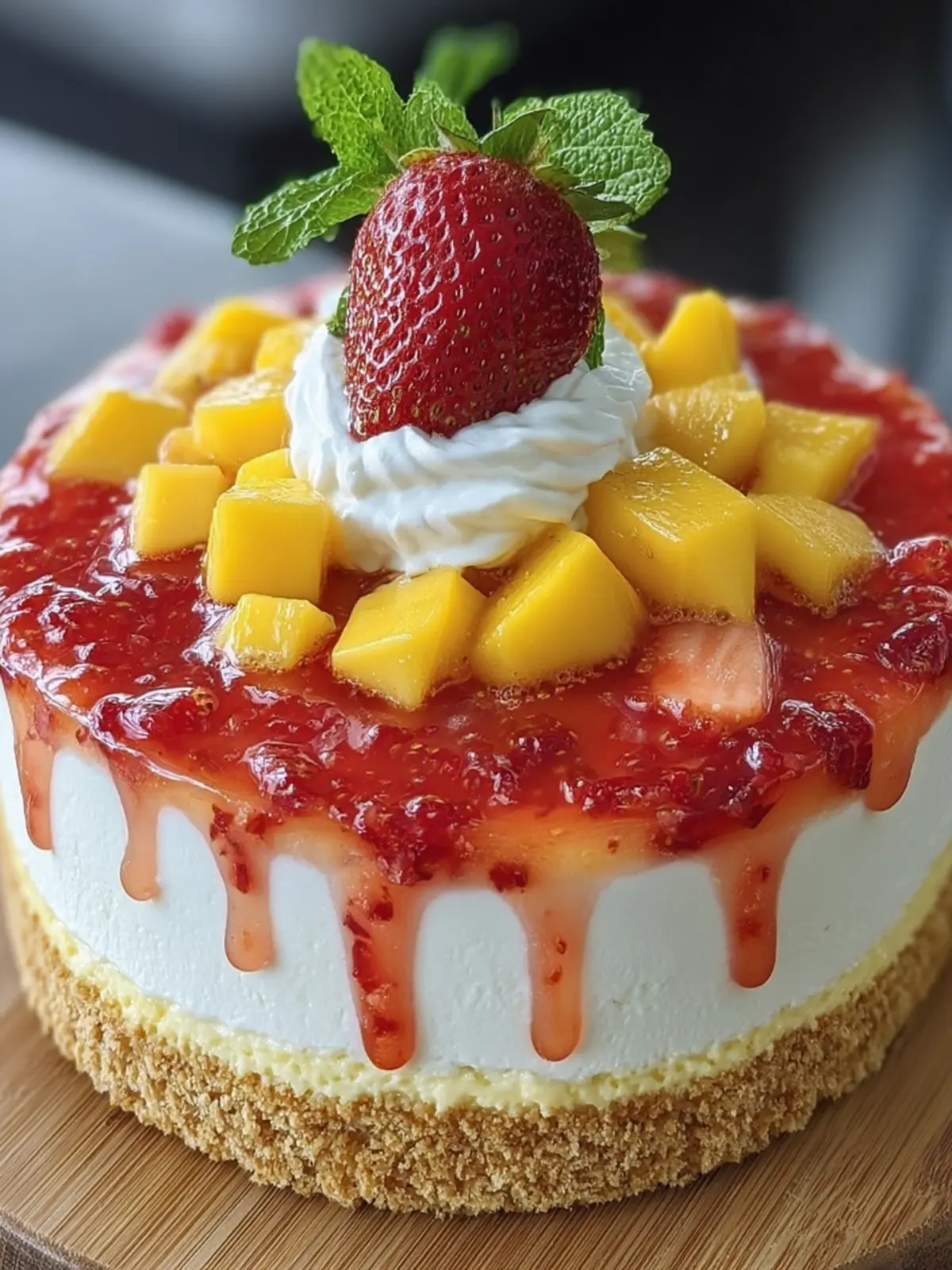 Tropical Mango Strawberry Cheesecake First Image