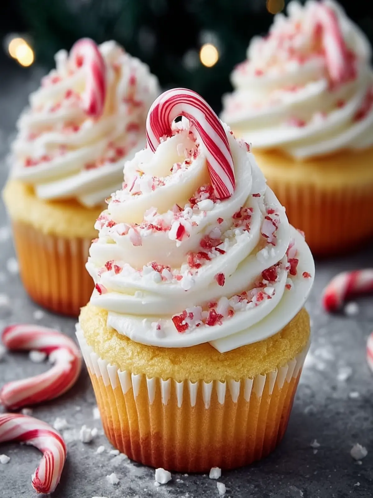 Festive Peppermint Candy Cane Cupcakes First Image