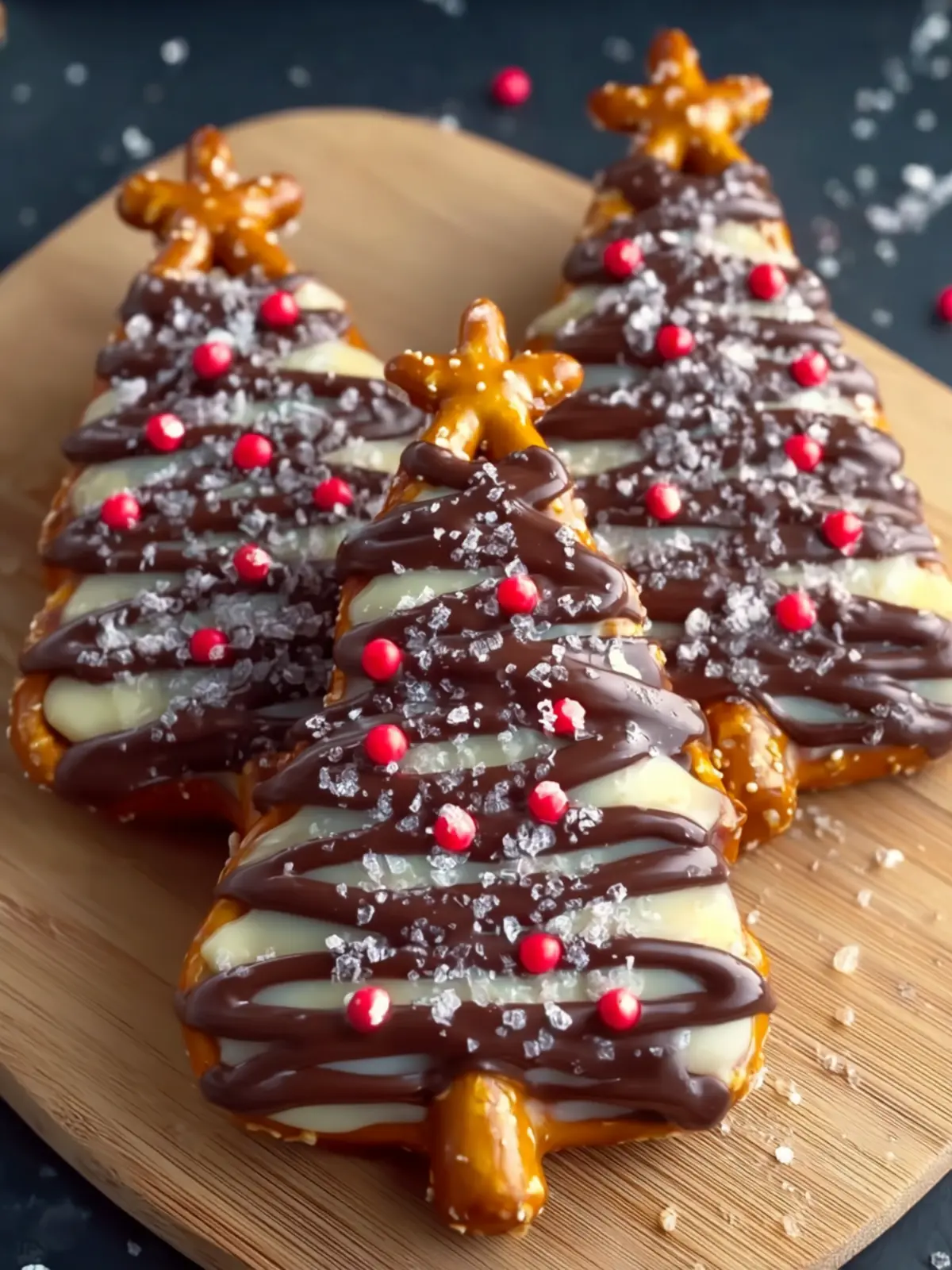 Chocolate Pretzel Christmas Trees First Image