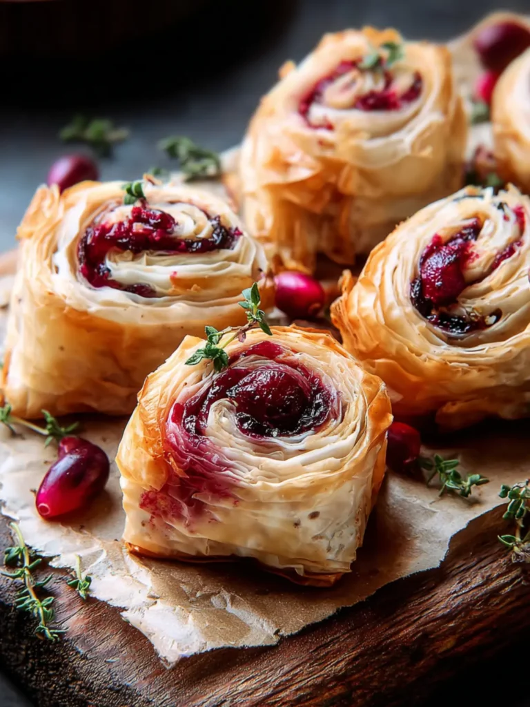 Irresistible Cranberry Goat Cheese Phyllo Rolls Recipe First Image