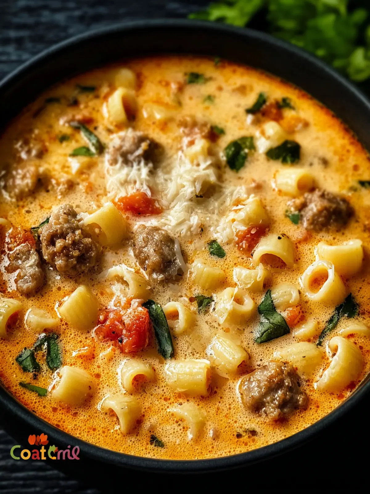Creamy Parmesan Italian Sausage Ditalini Soup First Image