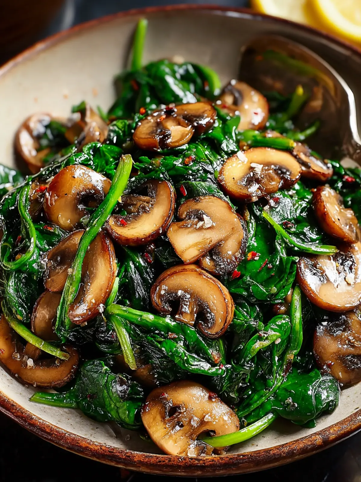 Sautéed Spinach and Mushrooms Recipe First Image