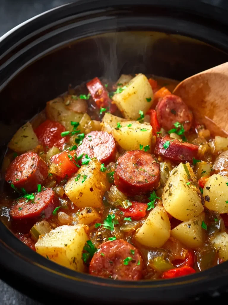Easy Crockpot Sausage And Potato Casserole First Image