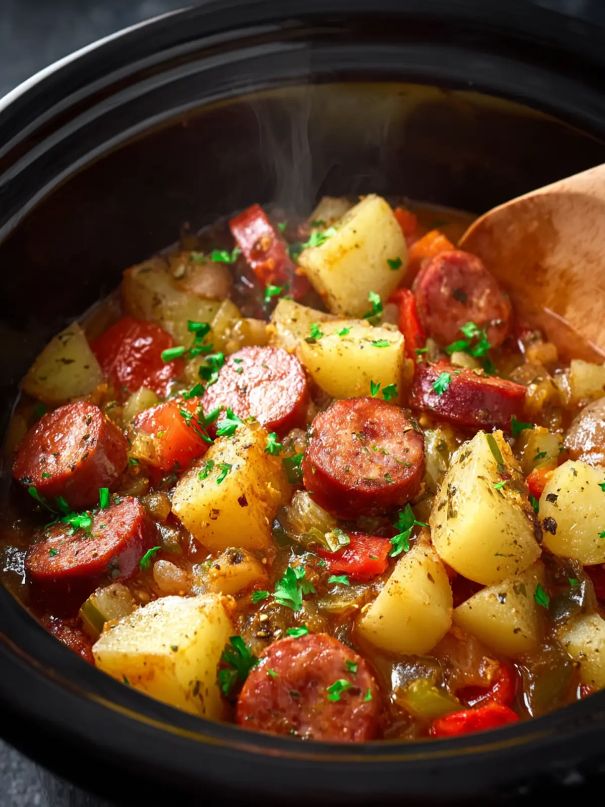 Easy Crockpot Sausage And Potato Casserole First Image