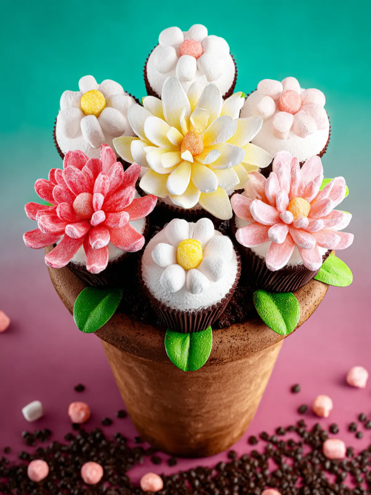 Easy Marshmallow Cupcakes {Flower Pot} First Image