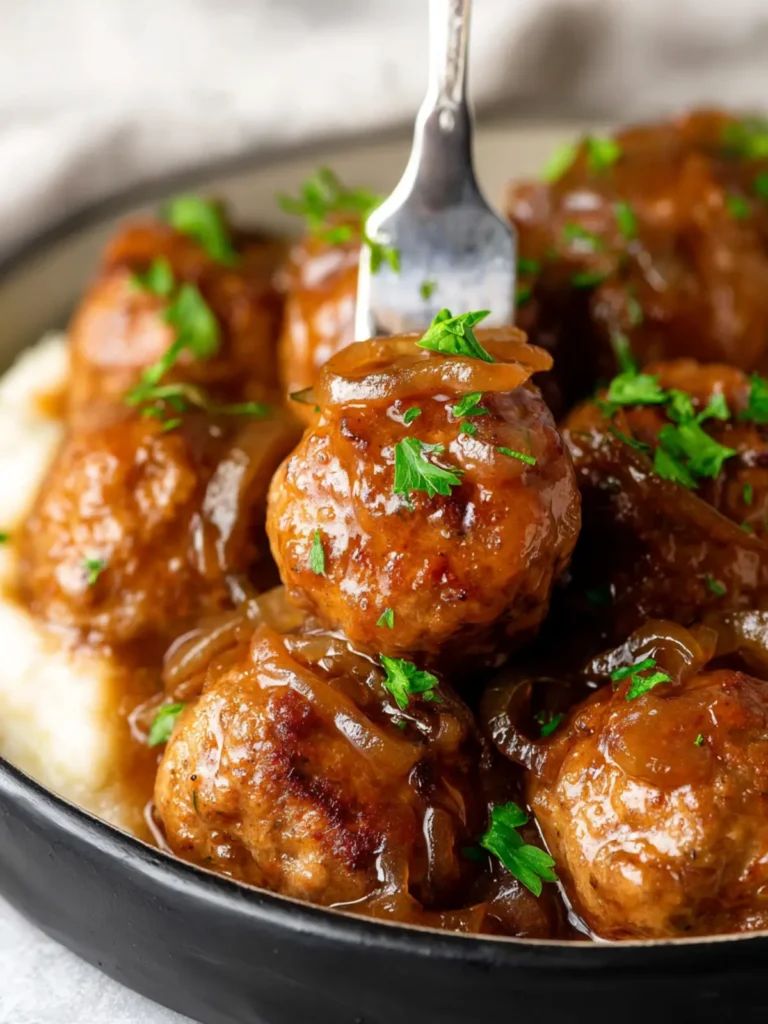 Crockpot French Onion Meatballs First Image