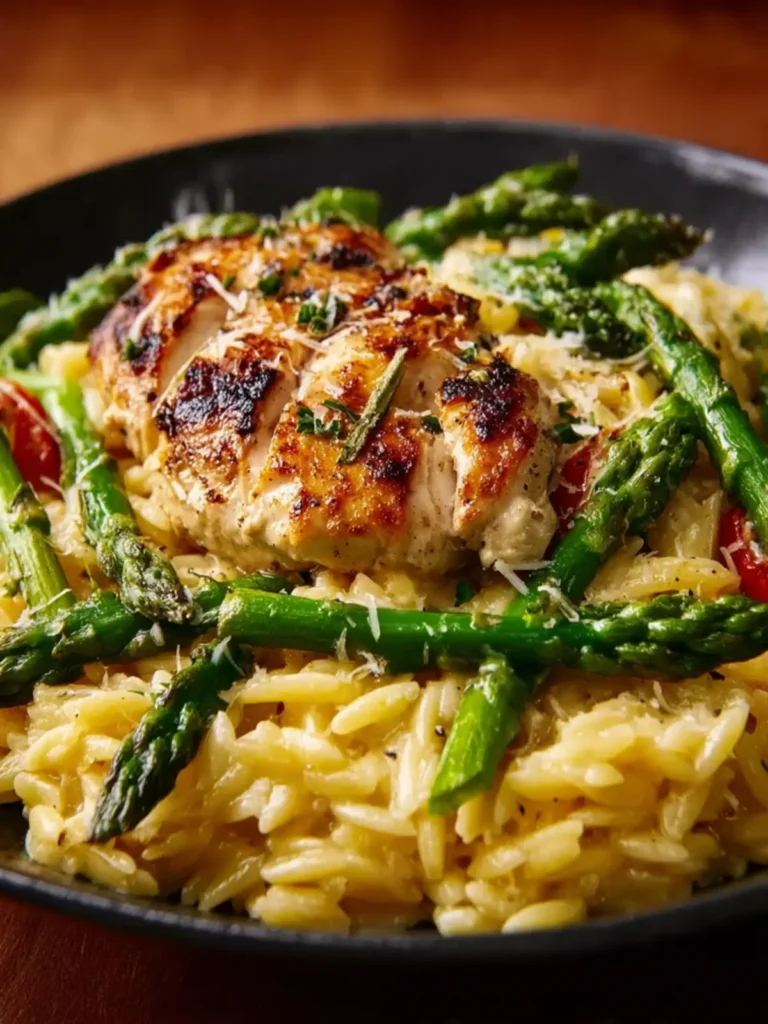 parmesan orzo chicken asparagus First Image